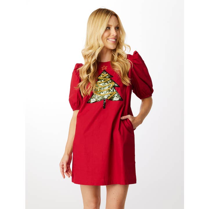 The Christmas Tree Sequin Puff Sleeve Dress for wholesale by Stewart Simmons