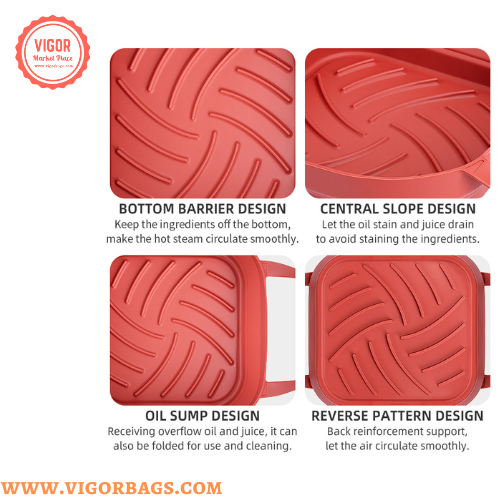 Mix Match Colors Square Air Fryer Liners 8 inch Basket Silicone Mat With Handle - MOQ 10 pcs for wholesale on Faire14