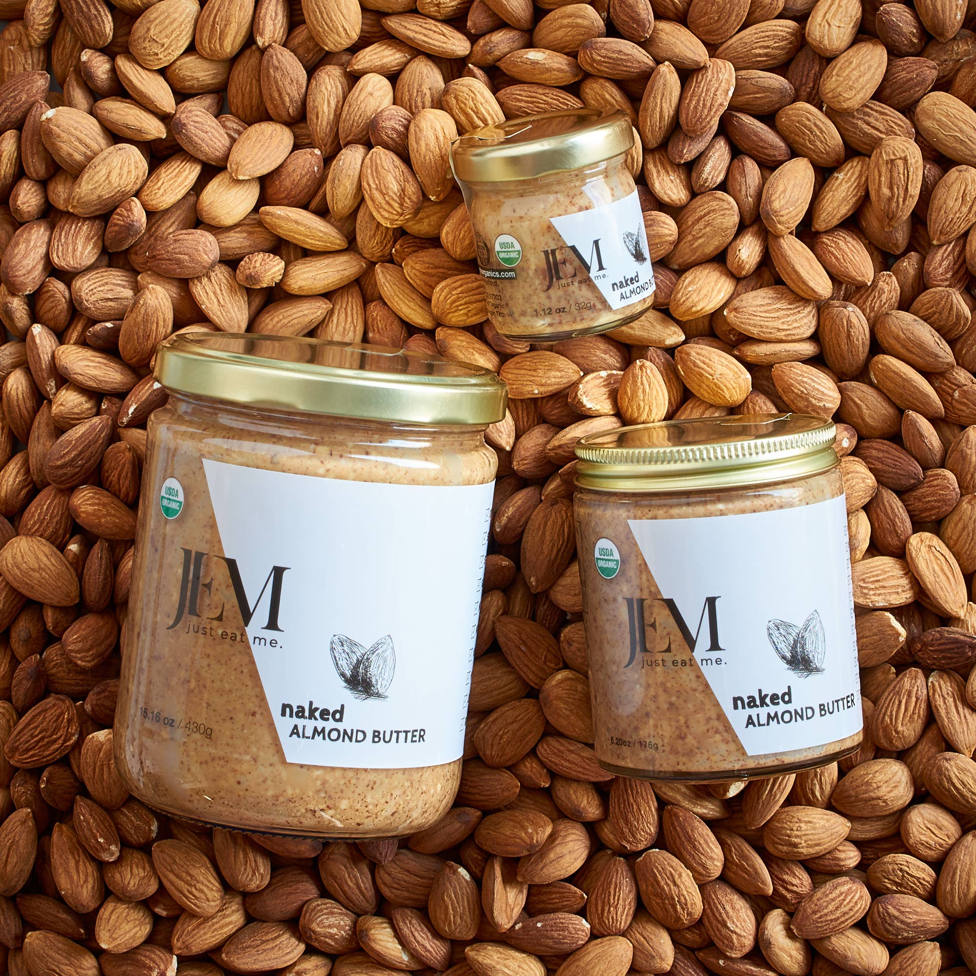 JEM Organics - Wholesale Nut Butter - 6.2oz JEM Organics Crunchy Sprouted Naked Almond Butter7