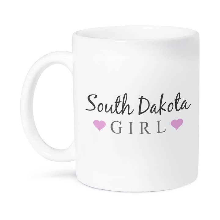 3dRose - Wholesale Coffee Mug - 3dRose, South Dakota Girl - home state pride - USA - United States of America - text and cute pink hearts, Mug8