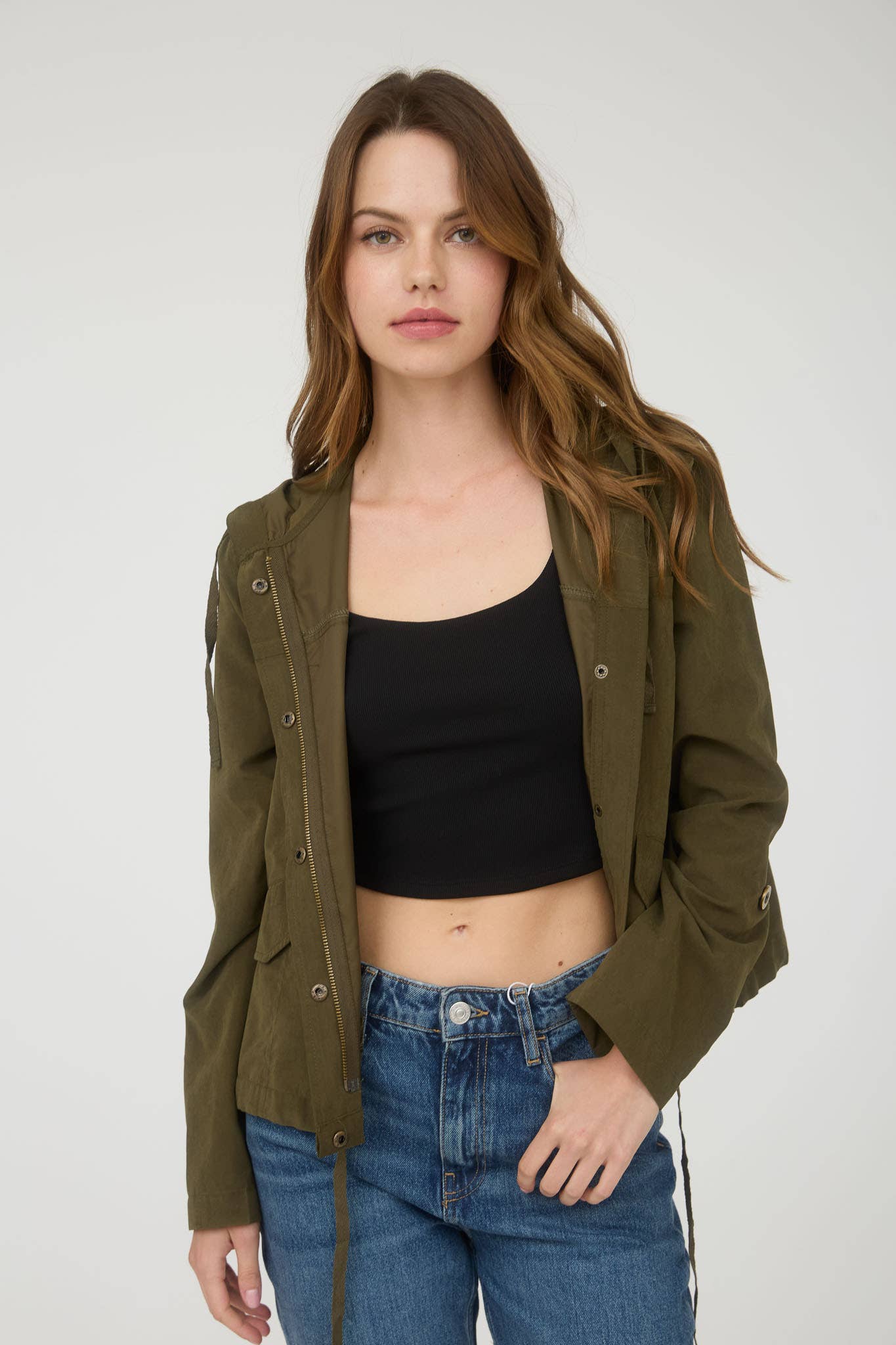 Blu Pepper - Wholesale Jacket - Women's - SNAP BUTTON ZIP UP HOODED JACKET37