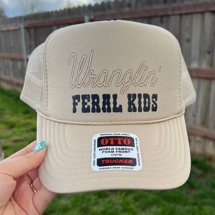 Wranglin' Feral Kids Trucker Hat for wholesale by Hailee’s Creations