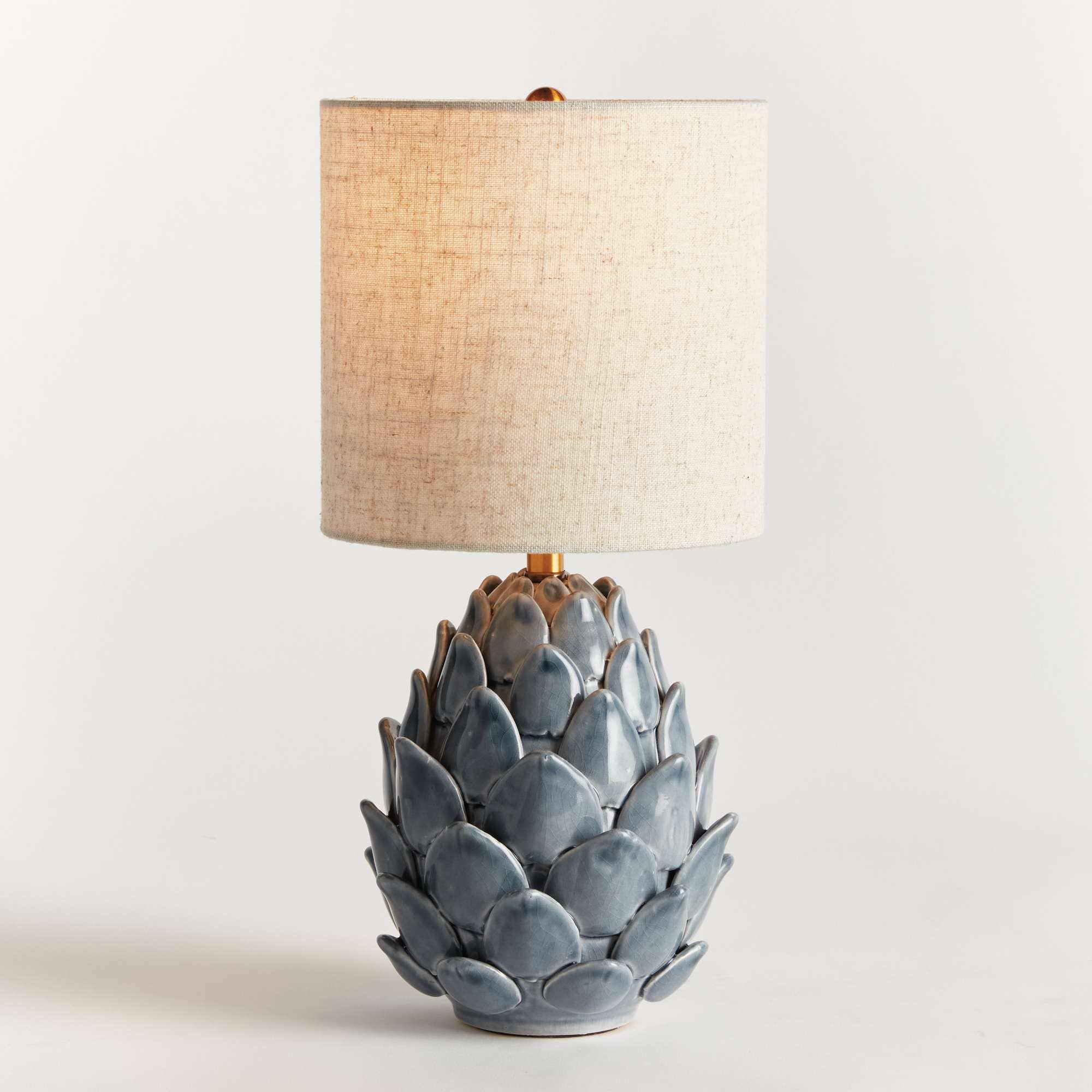 Napa Home & Garden - Wholesale Accent/Desk Lamp - Declan Lamp - Blue Ceramic & Linen Lamp - Artichoke - 11"1