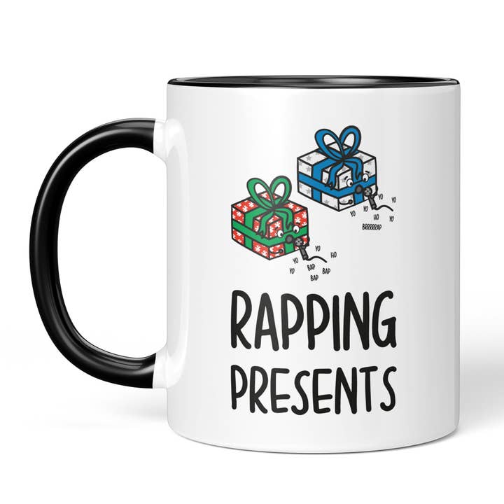 Rapping Presents Christmas Mug for wholesale by TeePee Creations