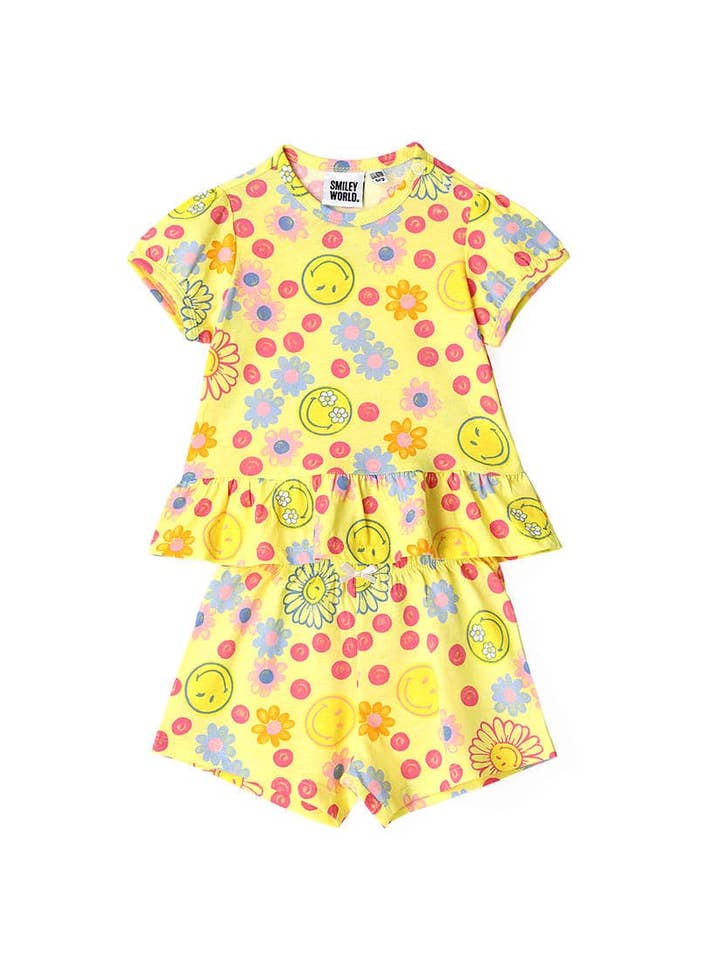 ENSEMBLE DE PYJAMAS FILLETTE RÊVEUSE AU VISAGE SOURIANT pour la vente par Little-Betty