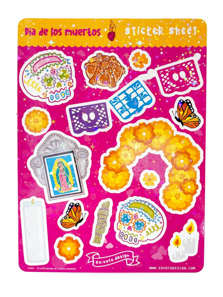 Foglio di adesivi DIA DE LOS MUERTOS per la vendita all'ingrosso da parte di Ex-Voto Design