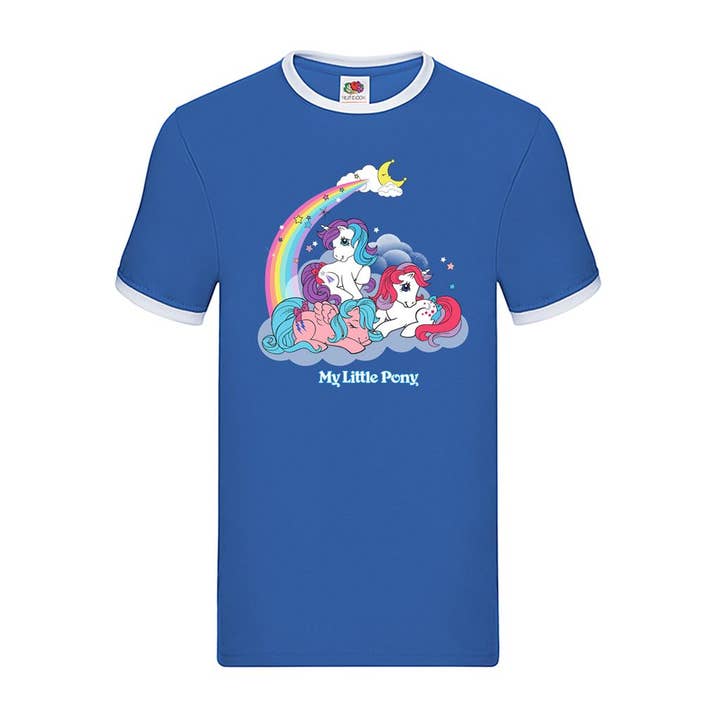 My Little Pony (Regenbogen) Blau-Weiß-Ringer-T-Shirt für den Großhandel von Pyramid International
