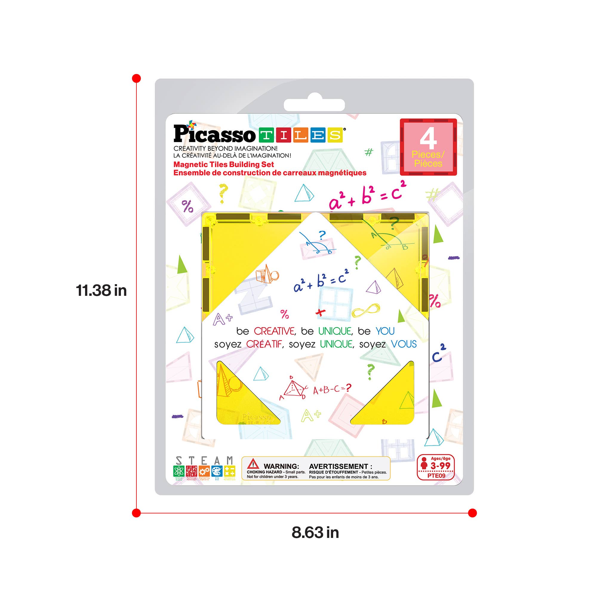 PicassoTiles - Wholesale Toy Set - Kids - PicassoTiles 4pc Large Square Magnet Tiles Expansion Pack3