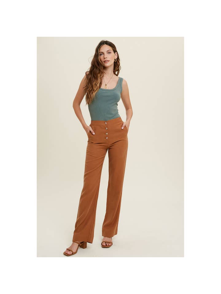 Wishlist Apparel - Wholesale Pants - Women's - BUTTON-UP DETAIL PANTS WITH POCKETS / WL22-73244