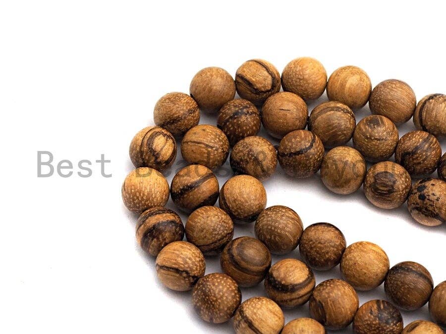 BestBeads&Beyond - Wholesale Kralen - Natuurlijke gladde ronde houten kralen 6mm/8mm/10mm/12mm, natuurlijke bruin houten kralen met houtnerf, streng van 39,4 cm, SKU#U4644
