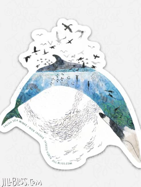 AUTOCOLLANT HABITAT MINKE SALISH SEA pour la vente par Jill Bliss Artwork