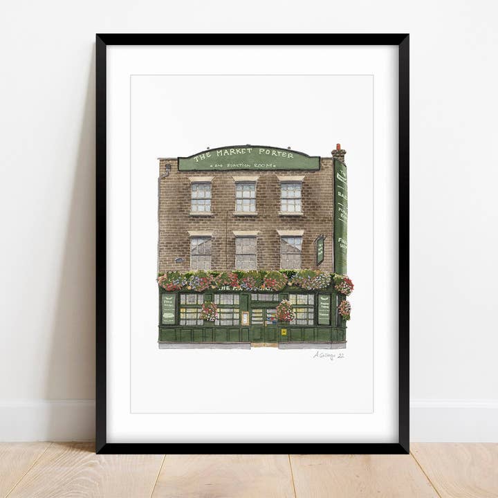 Borough - The Market Porter - Giclée Print (unframed) for wholesale by Ana Gallego Illustrations