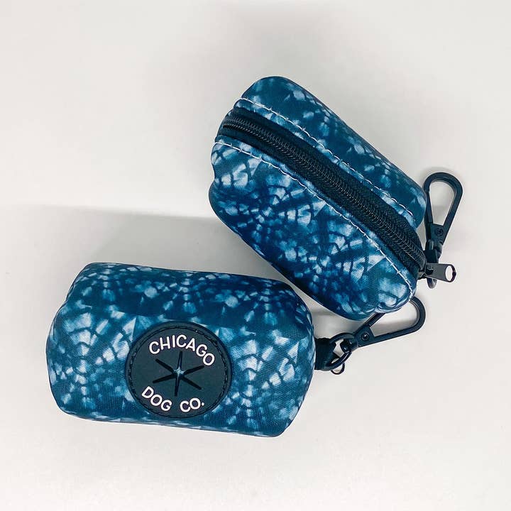 Denim Tie Dye Poop Bag Holder for wholesale by Chicago Dog Co.
