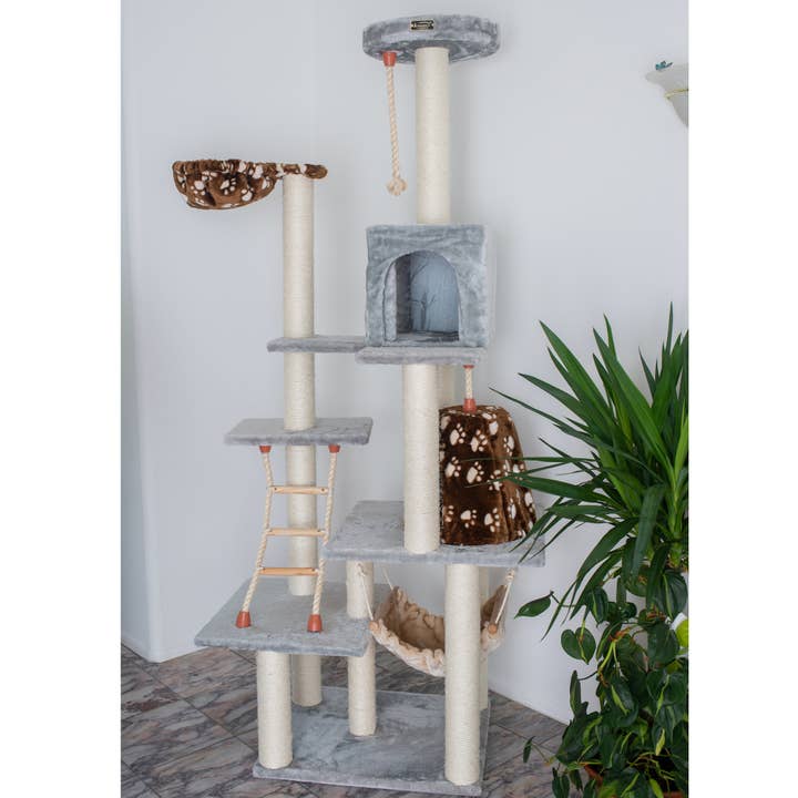 Armarkat - Vente Griffoir – chat - Maison de jeu grimpante en bois véritable pour chat avec cabane, panier1