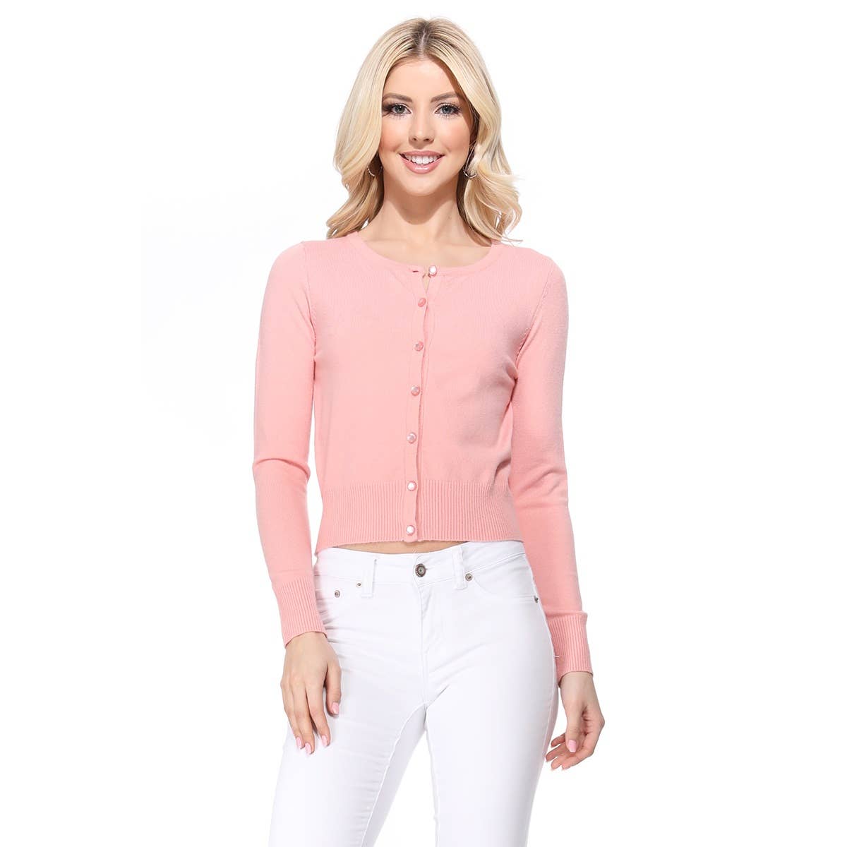 Mak – Großhandel Strickjacke – Damen – Mak Kurz geschnittener Langarm-Pullover mit Rundhalsausschnitt MK550225