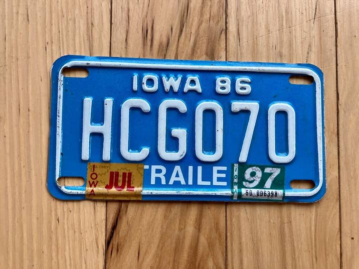 1997 Iowa Trailer License Plate for wholesale by RusticPlates
