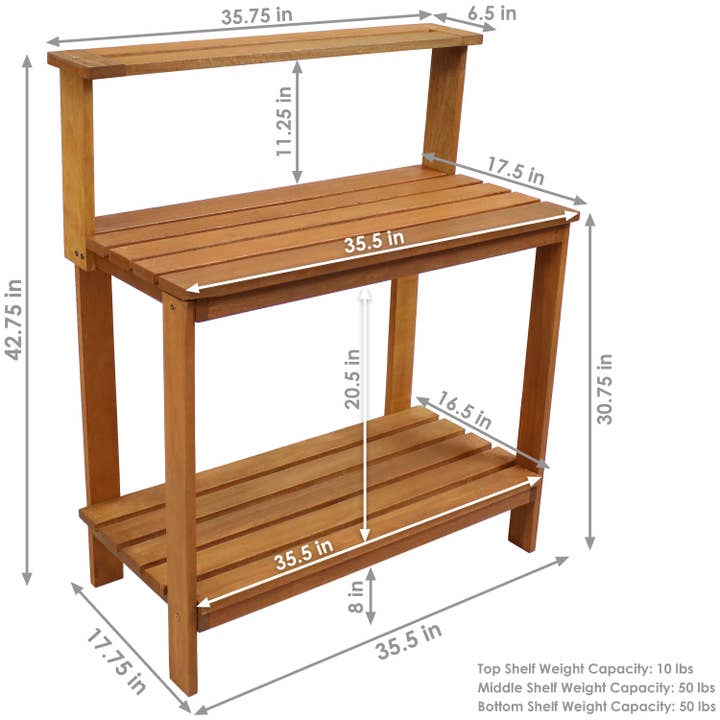 Sunnydaze Decor - Wholesale Bench - Meranti Wooden Outdoor Potting Bench - 42 in3