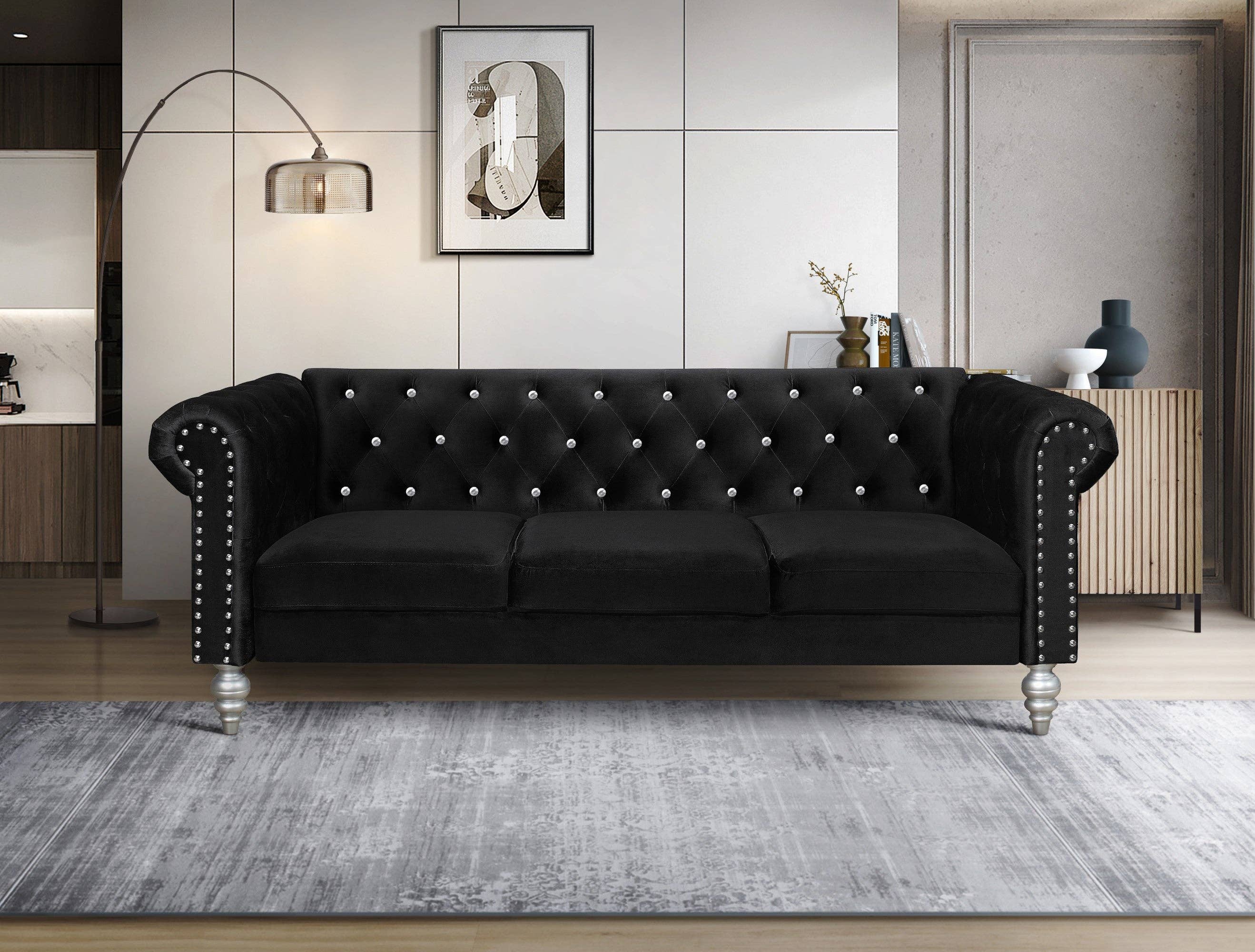 Home Design - Wholesale Sofa - Emma Velvet Rolled Arm Chesterfield Sofa9