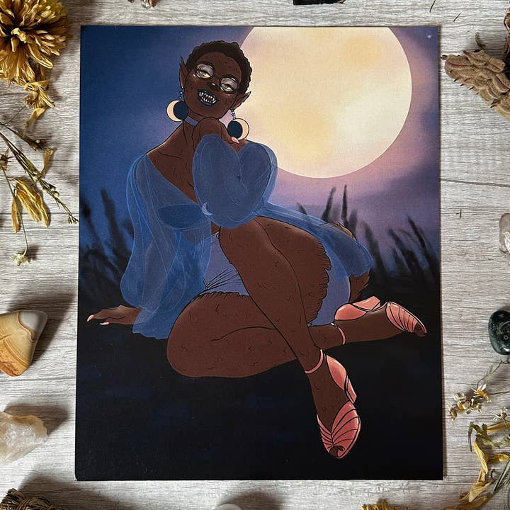 Werewolf Pin-up Art Print - 8x10" and 5x7" for wholesale by Rainbow Coven Designs