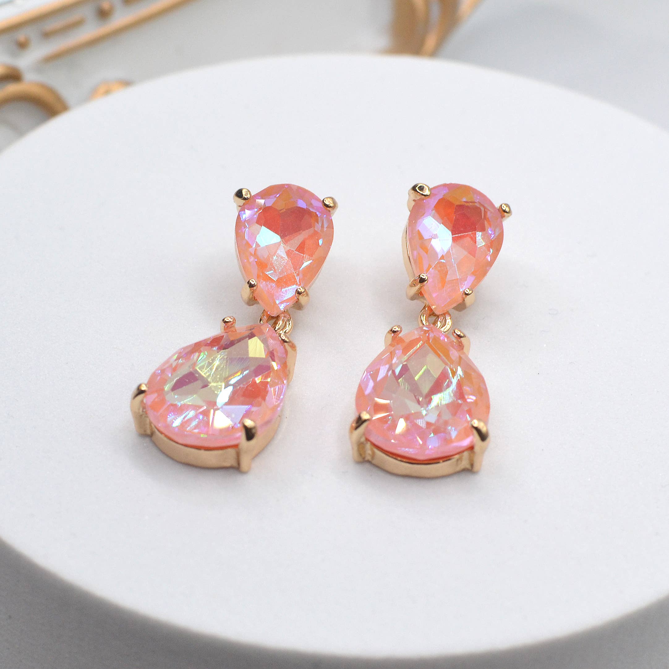 StarryNYC - Wholesale Dangle Earrings - Teardrop Glass Stone Dangle Crystal Bridal Earrings5