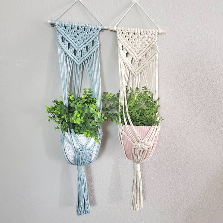 Macrame wall plant hanger. for wholesale by Cord + Quartz