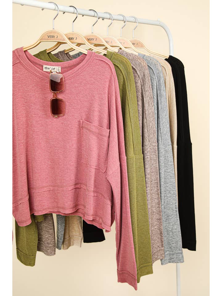 VERY J - Wholesale Knit Top - Women's - NT11330-Oversized Casual Knit Top