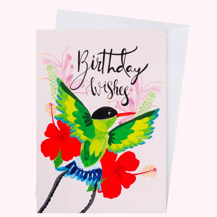 Birthday wishes Hummingbird card for wholesale by Mayajoy