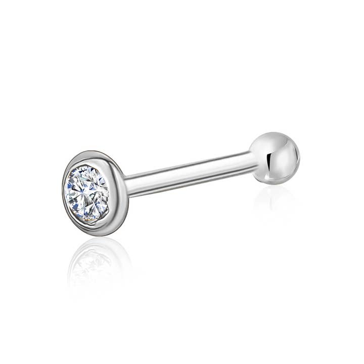 Massete - Wholesale Single Earring - 14k 18k Gold Nose Ring Stud Piercing Ball or Gem Cubic CZ
