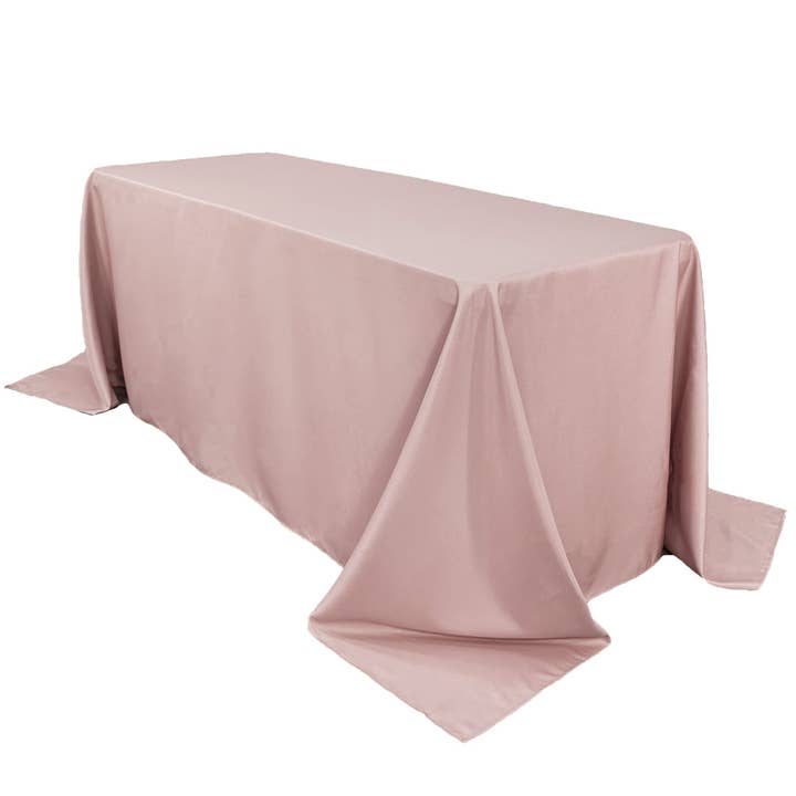 90 x 132 inch Polyester Rectangular Tablecloth Blush for wholesale by YOUR CHAIR COVERS