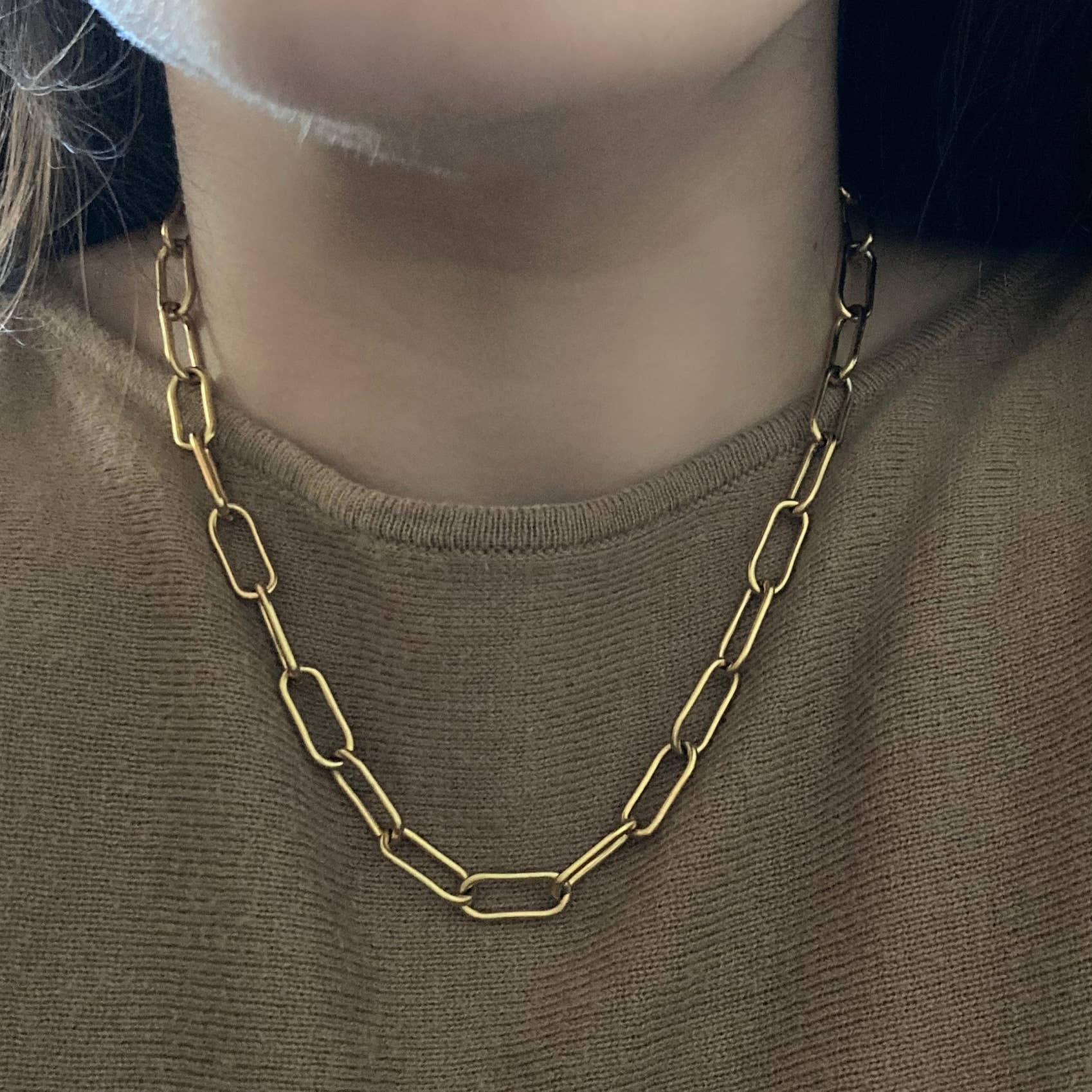 Amady Jewelry - Wholesale Link & Chain Necklace - 18k Gold Plated Paperclip Link Necklace Choker Lariat7