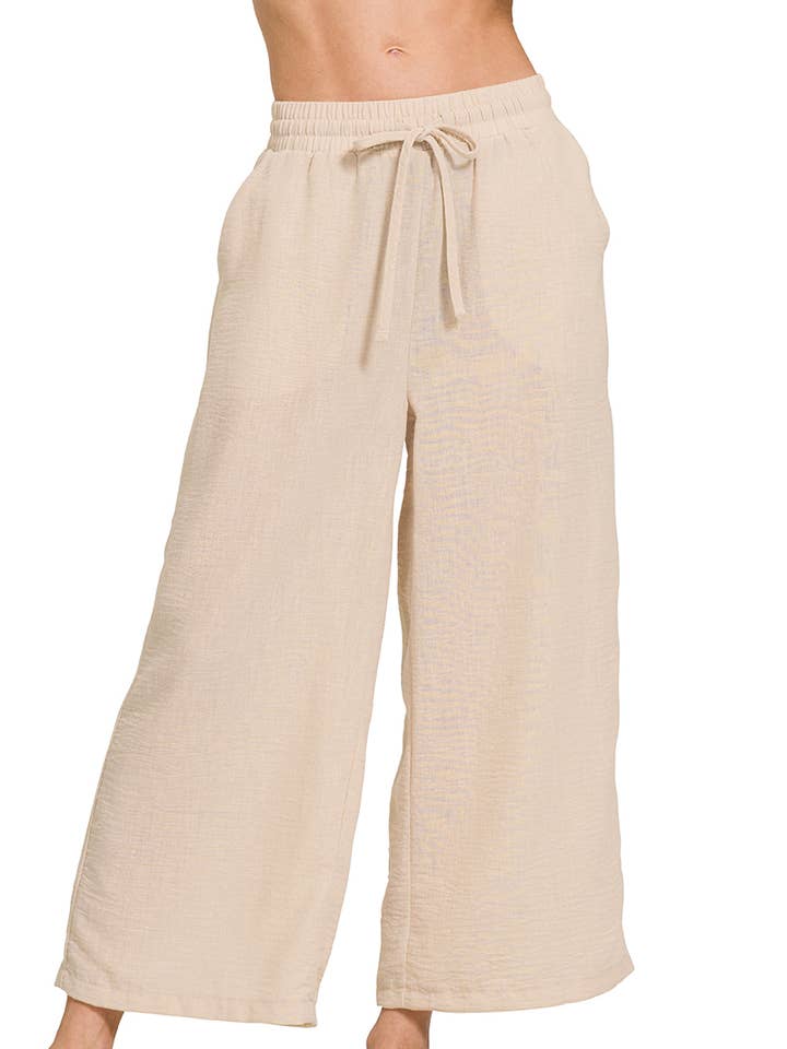 ...0801 Pantalon large à taille élastique avec cordon de serrage et poches SI-25831 pour la vente par 42POPS