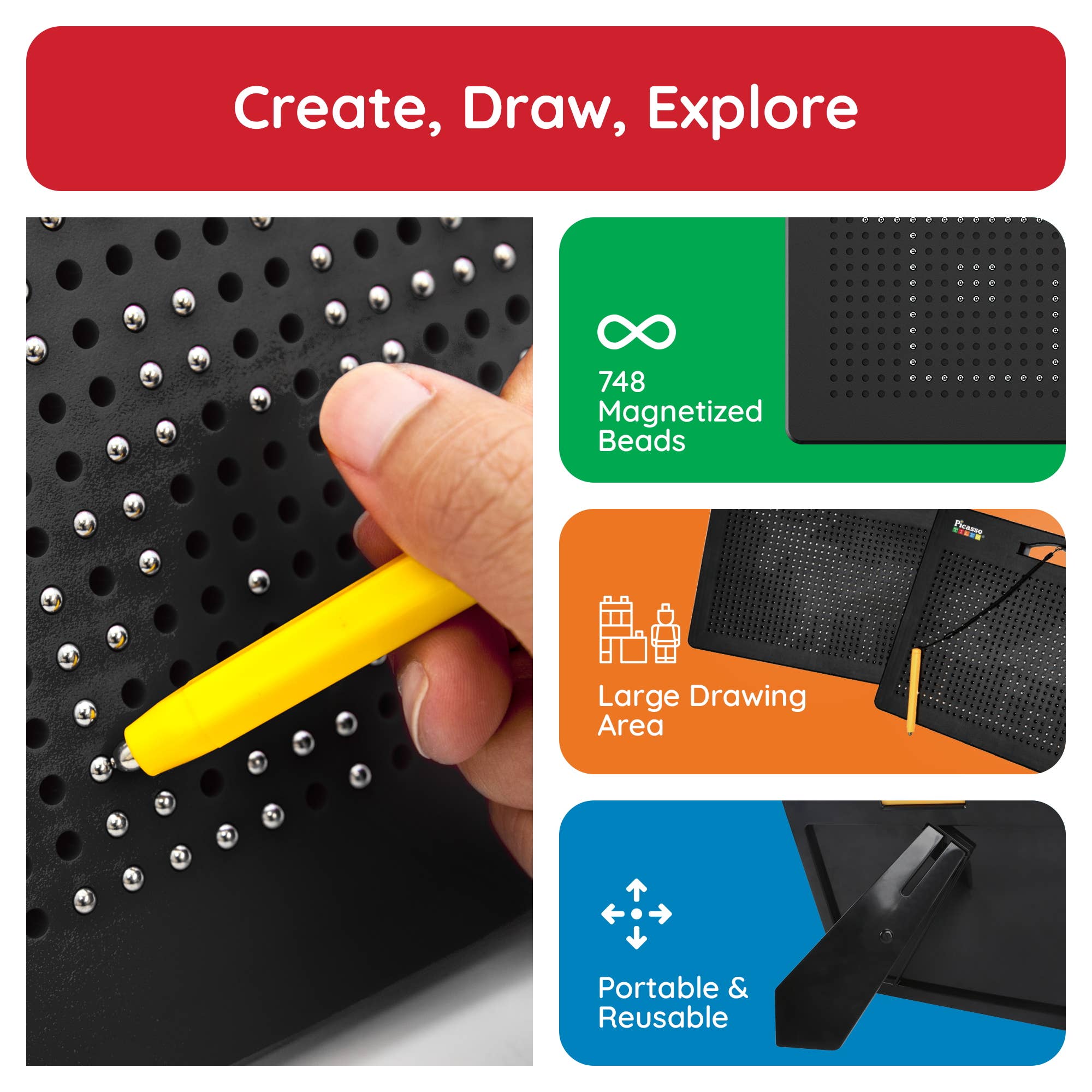 PicassoTiles – wholesale Drawing board – Kids & baby – PicassoTiles Freestyle Magnetic Drawing Board9