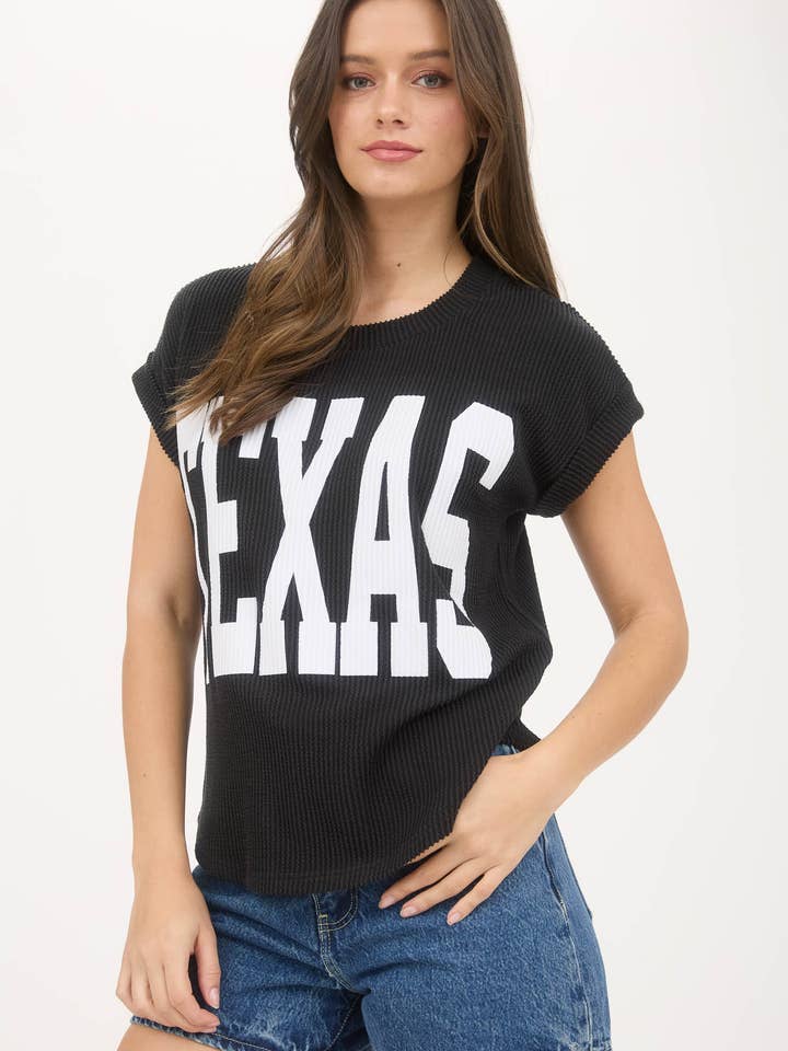 Blu Pepper - Wholesale Knit Top - Women's - TEXAS SHORT SLEEVE SWEATER KNIT T-SHIRT2