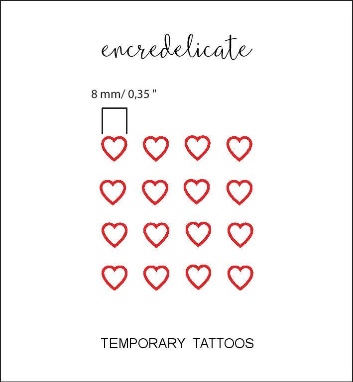encredelicate - Wholesale Temporary Tattoo - red heart temporary tattoo (set of 16)2