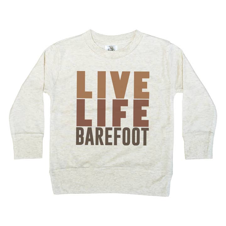 Barefoot Baby - Wholesale Screen Printed T-Shirt - Kids - "Live Life Barefoot" Nature Clothing for Kids Outdoor Youth