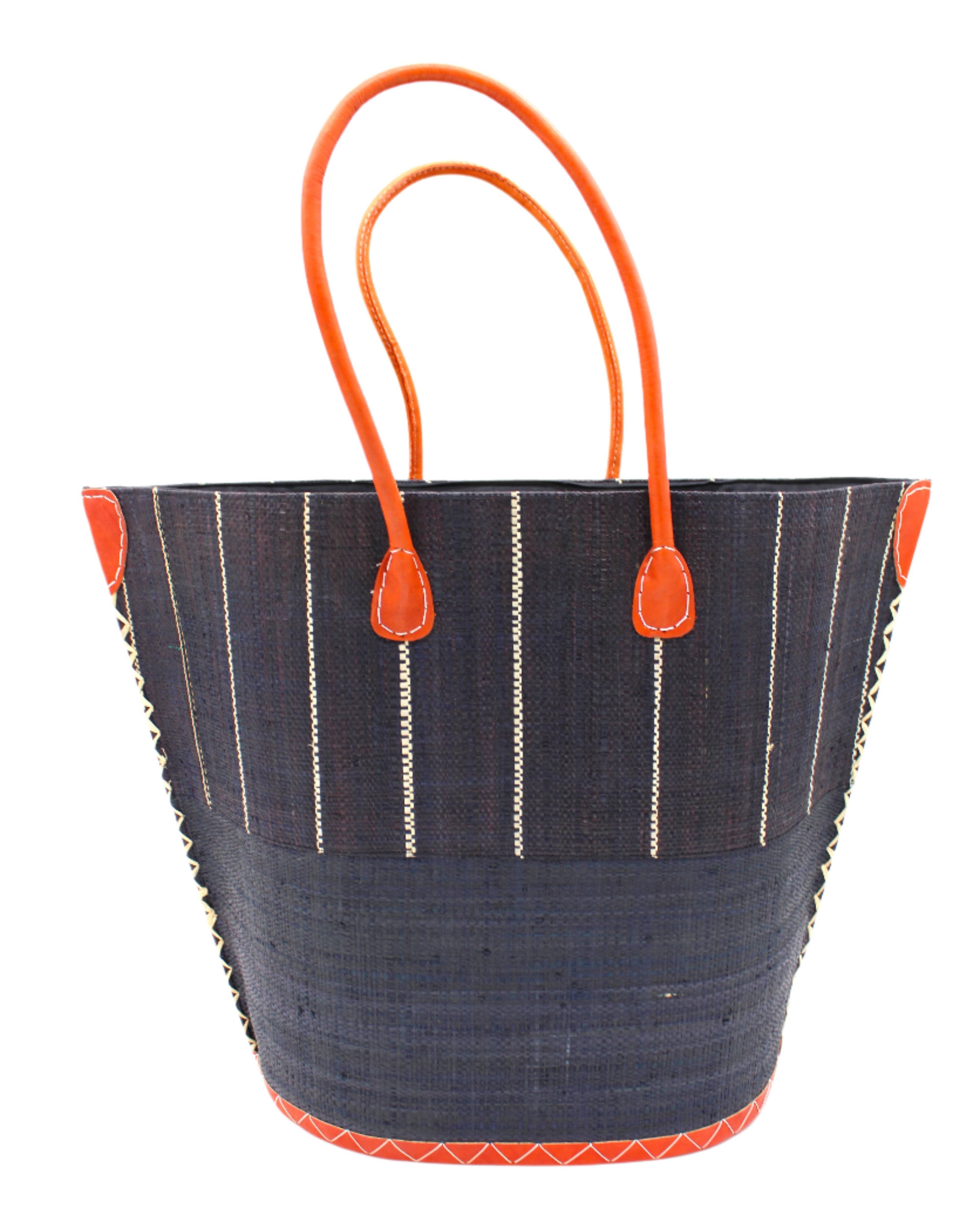 Shebobo – wholesale Strandväska – Santa Cruz stor strandväska i halm med tvåfärgade ränder4