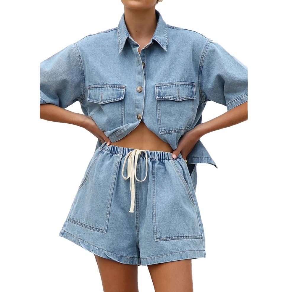 Short sleeve and shorts Denim set for wholesale on Faire1
