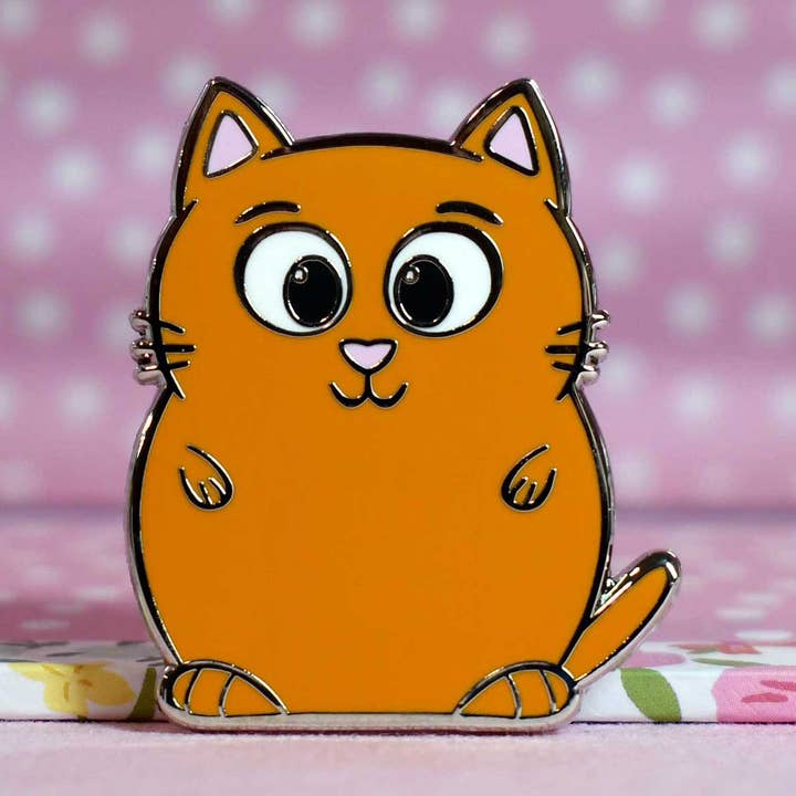 Orange Cat Enamel Pin for wholesale by Cat Lady Alley