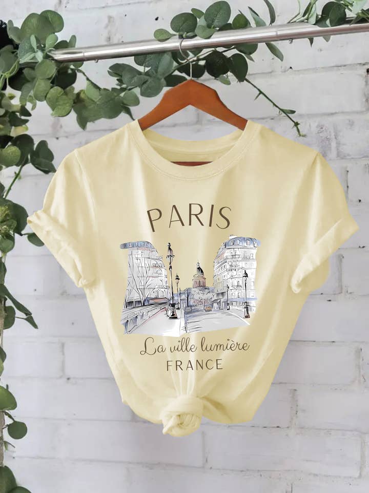 Rosa Clothing - Wholesale T-Shirt - Women's - France PARIS Champs-Elysées Graphic Short sleeve t-shirt2