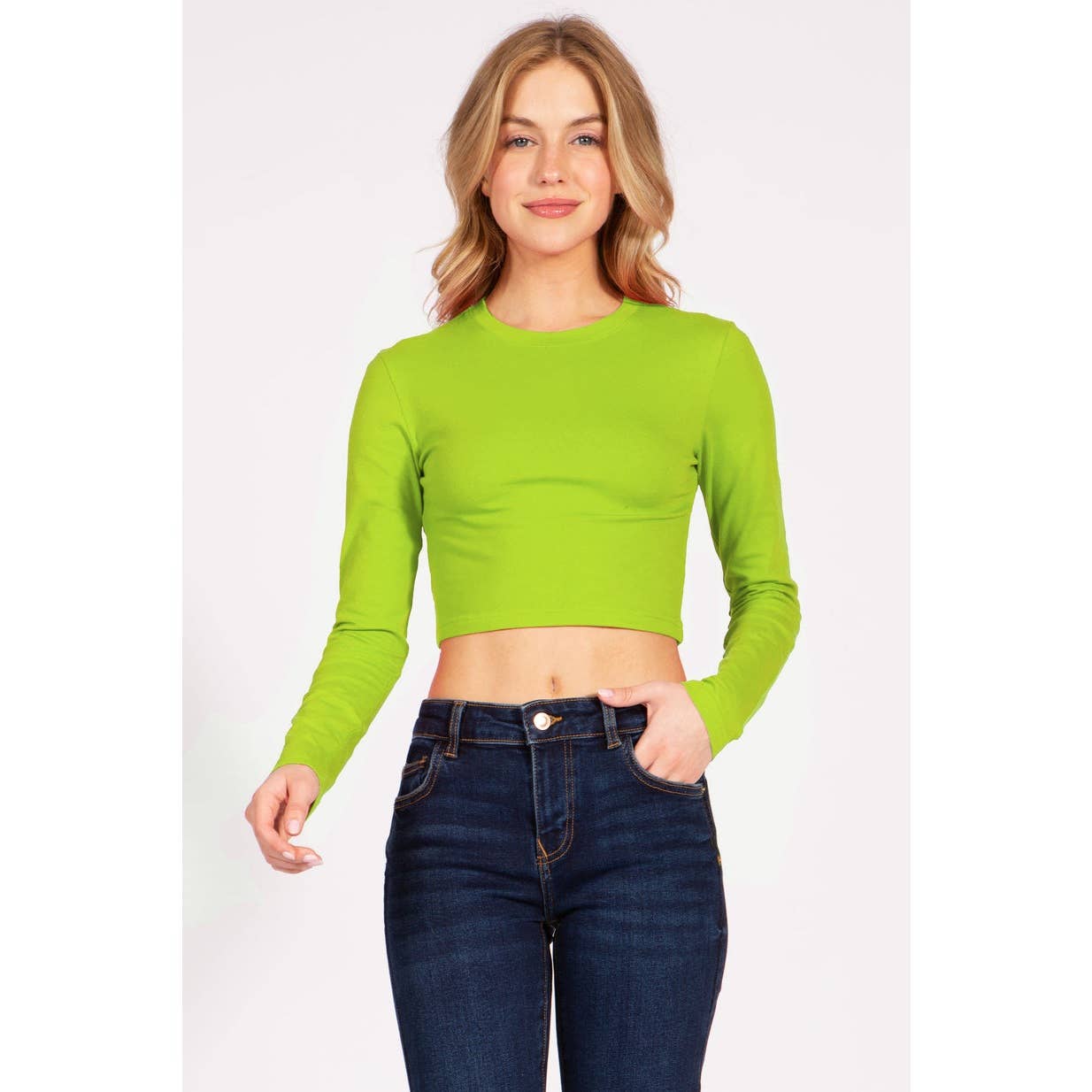 UP CLOTHING - Wholesale T-Shirt - Women's - Round Neck Long Sleeve Crop Shirt Top16