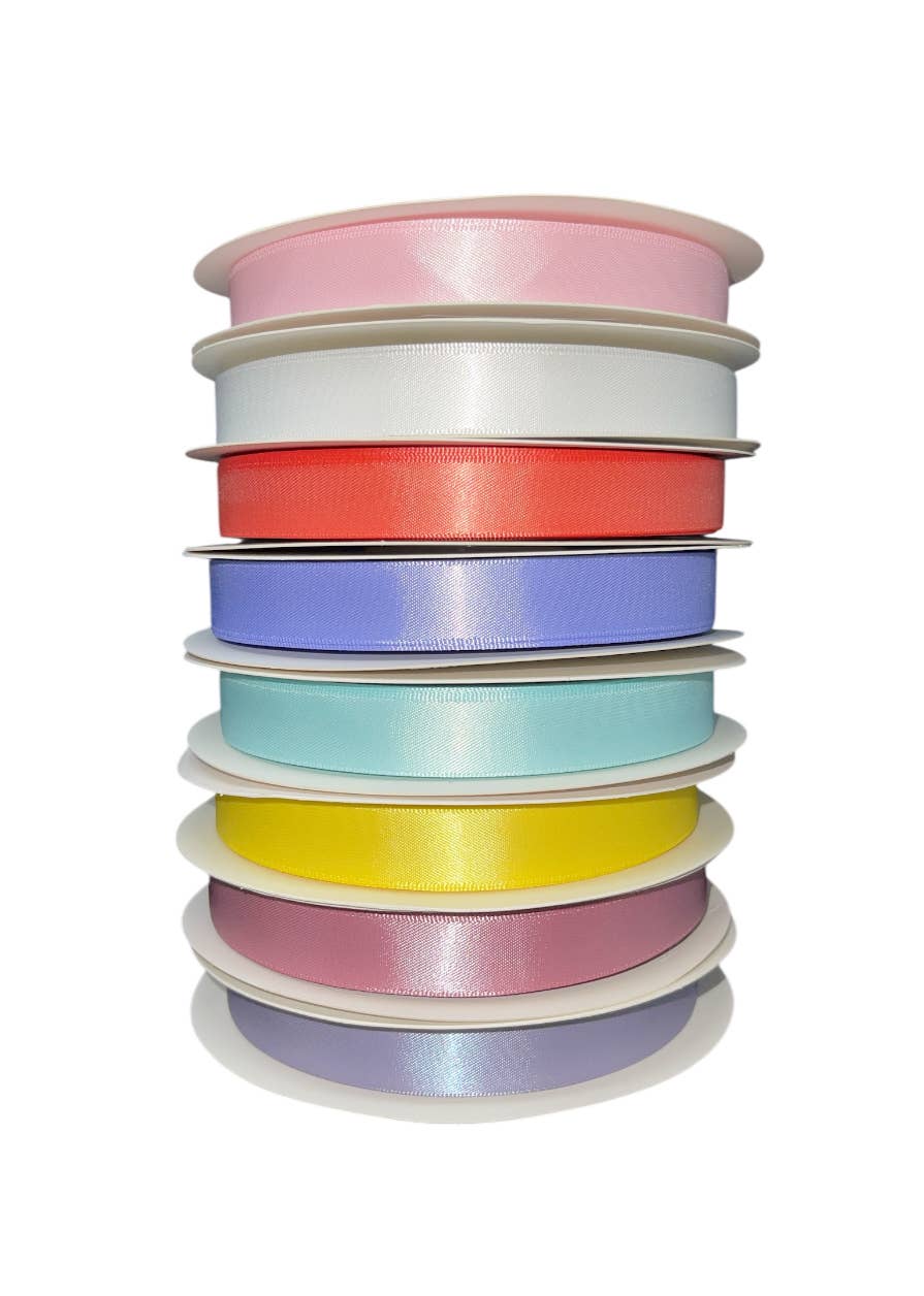 Thompson Wholesale - Wholesale Ribbon - Gift Wrapping - Double Face Satin Unwired ⅝" Pastel 50 Yd Ribbon -- 16 Pack2