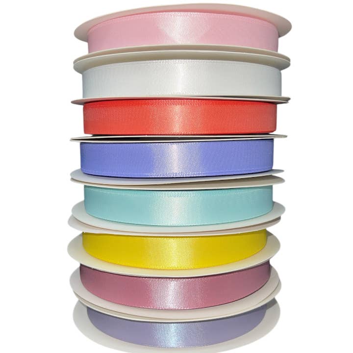 Thompson Wholesale - Wholesale Ribbon - Gift Wrapping - Double Face Satin Unwired ⅝" Pastel 50 Yd Ribbon -- 16 Pack2