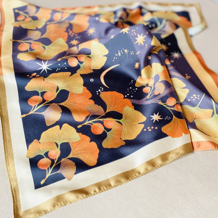 Split Moon Studios - Wholesale Scarf - Women's - Golden Leaf Ginko Motive Scarf5