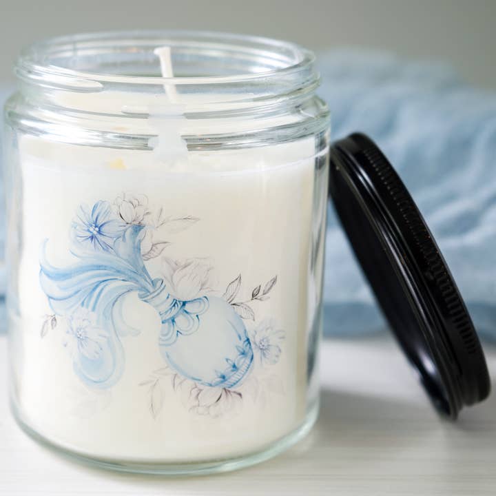 Lotus and the Wolf - Wholesale Jar/Filled Candle - Zodiac Soy Candle - Aquarius0