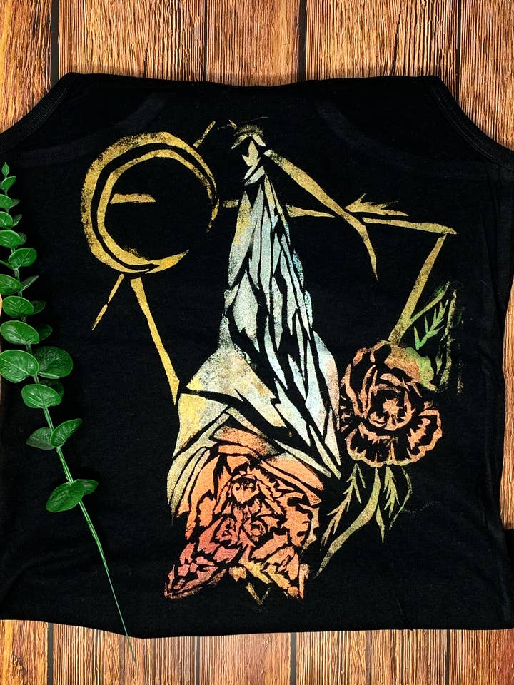 Bat Débardeur de yoga peint à la main pour femme pour la vente par Third Wolf Designs