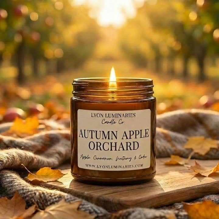 Autumn Apple Orchard Soy Blend Candle for wholesale by LYON Luminaries Candle Co.