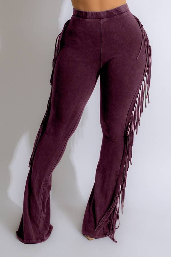 5besties inc - Wholesale Pants - Women's - Mineral Wash Fringe Detail Pants6