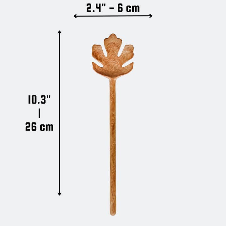 194 Craft House - Vente Ustensile de service - Cuillère en bois sculptée à la main en forme de feuille - Ustensiles de cuisine