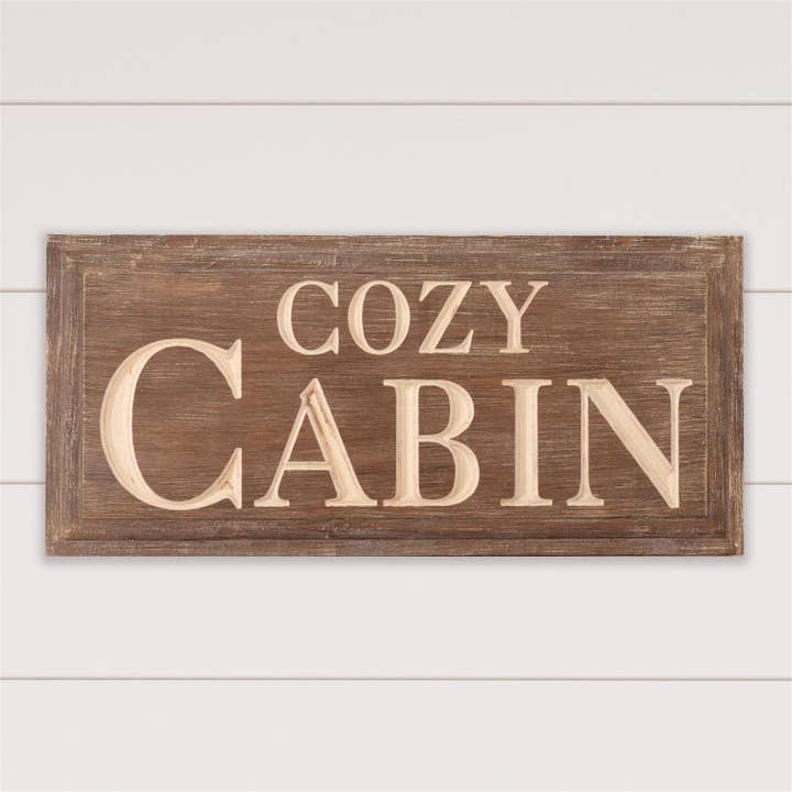 Cartel tallado - Cozy Cabin (PC) para venta al por mayor de Audrey's Home & Gift
