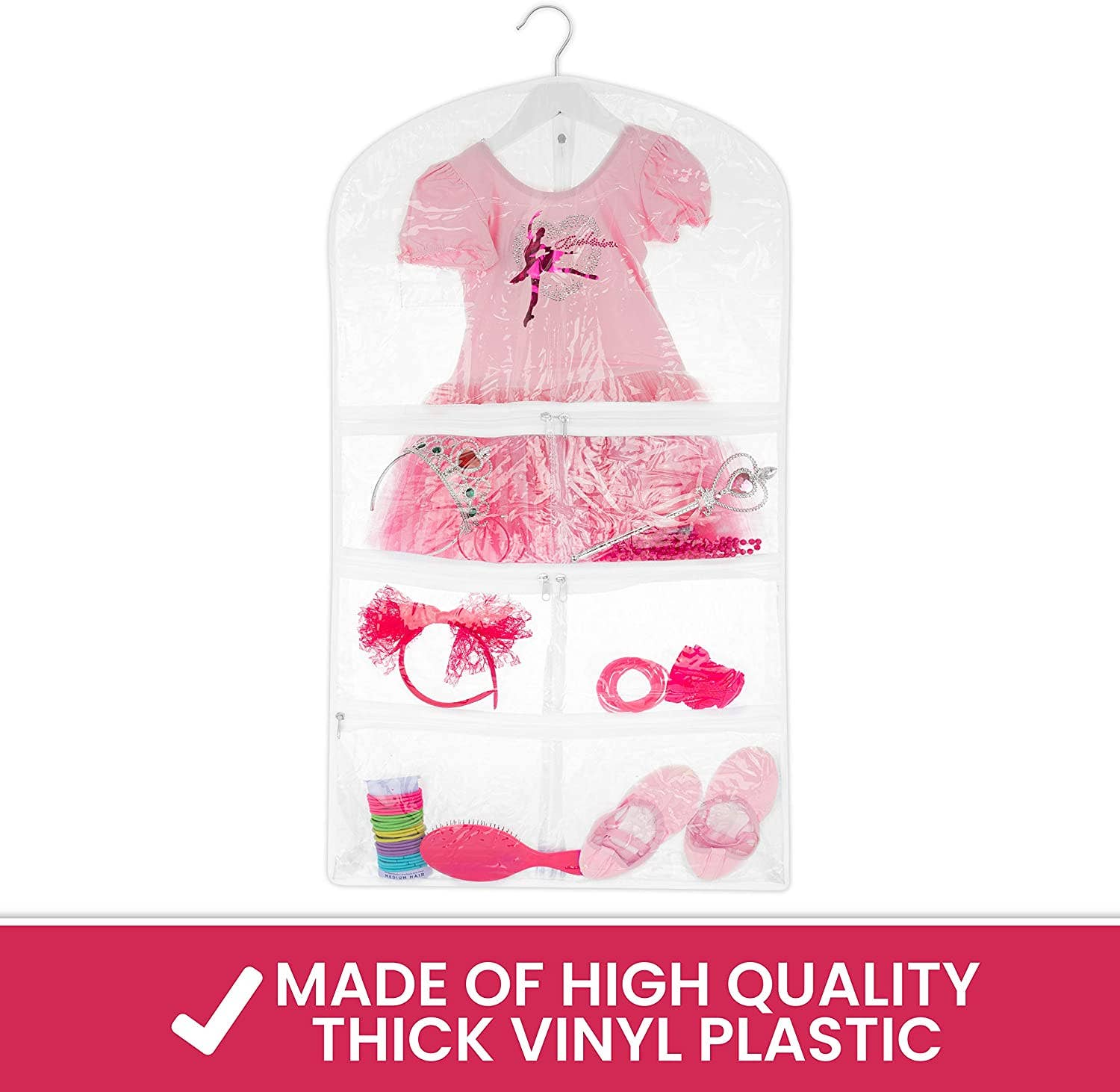 Bagsko - Wholesale Costume - Kids - Clear Dance Costume Garment Bag 22 inch x 40 inch x 4 Inch  With 5 Pockets2